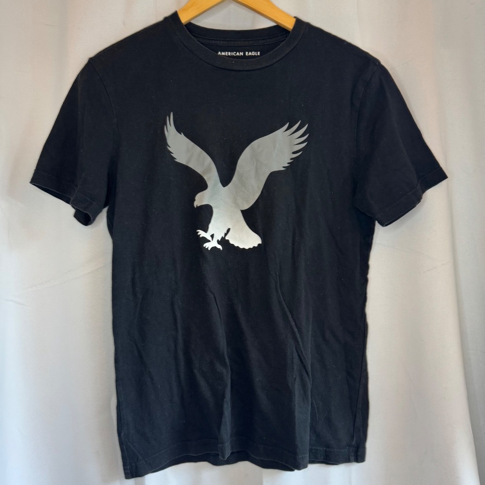 American Eagle‎ Graphic Tee Eagle Logo Short Sleeve Black T-Shirt